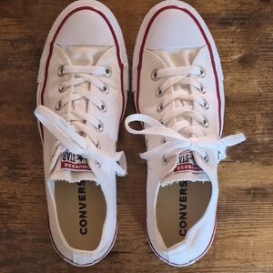 Converse Classic White Sneakers with Red Accents